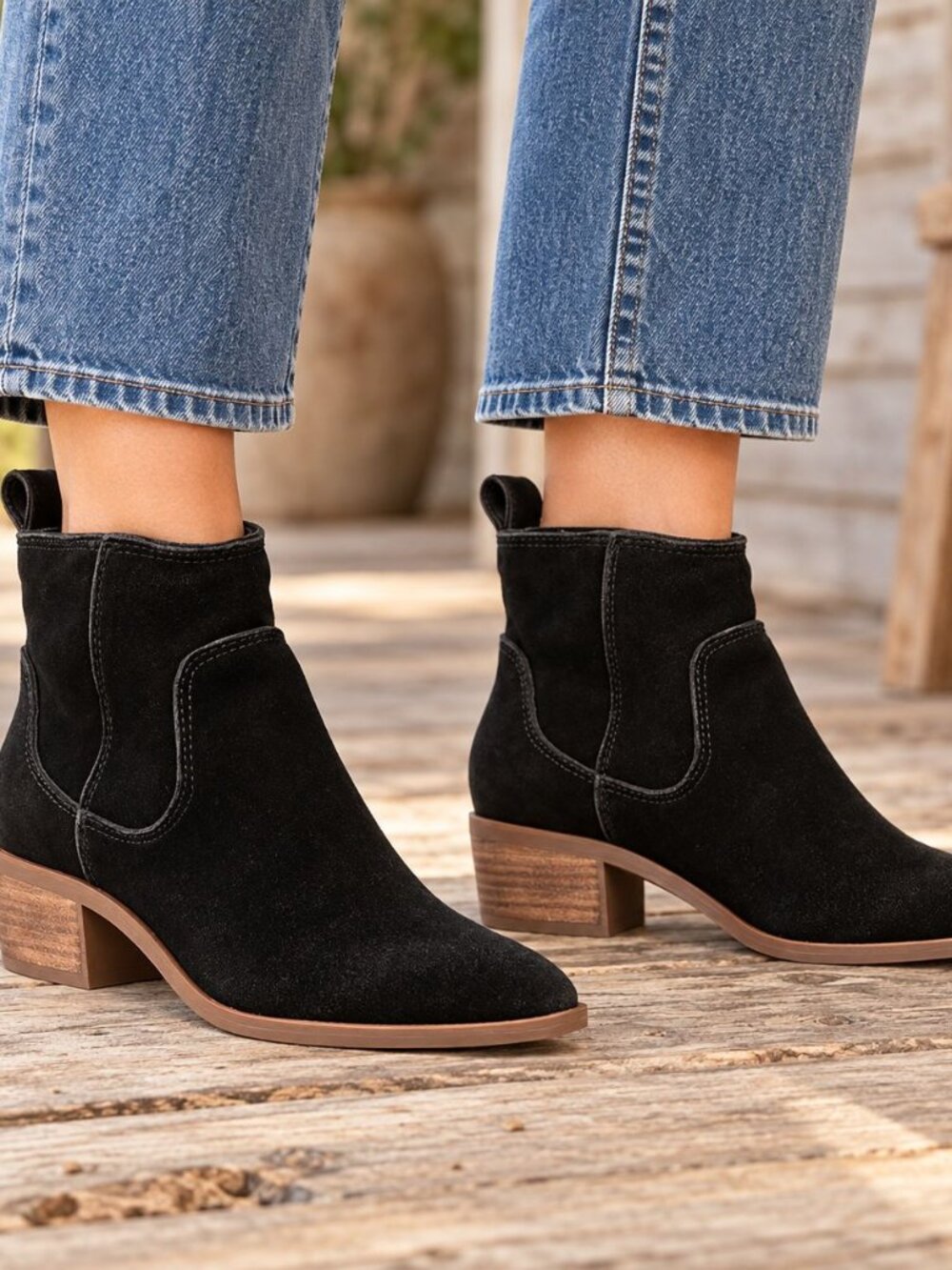 Dolce Vita Able Black Suede Ankle Booties 9.5 Western Boho Concert